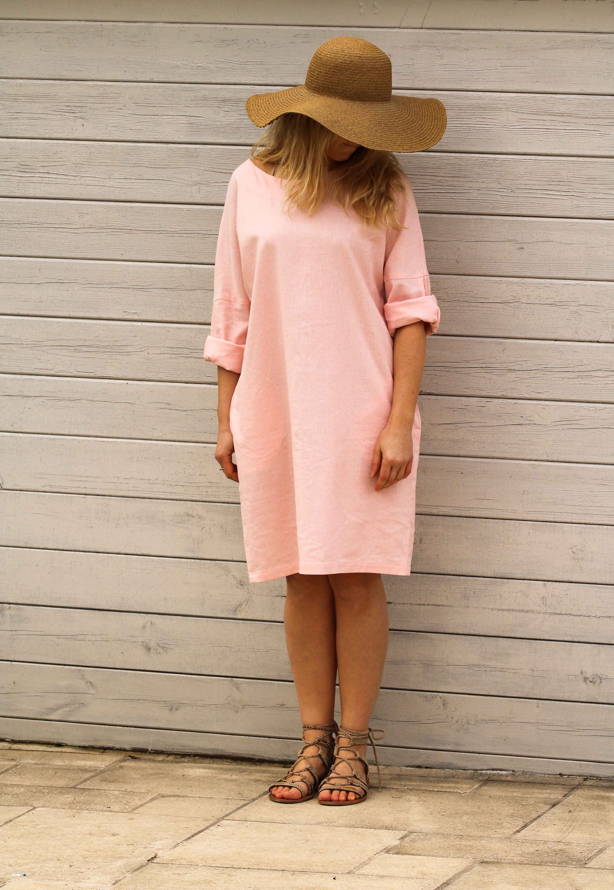 Peach Linen Dress - Carre Noir Collection main image 0