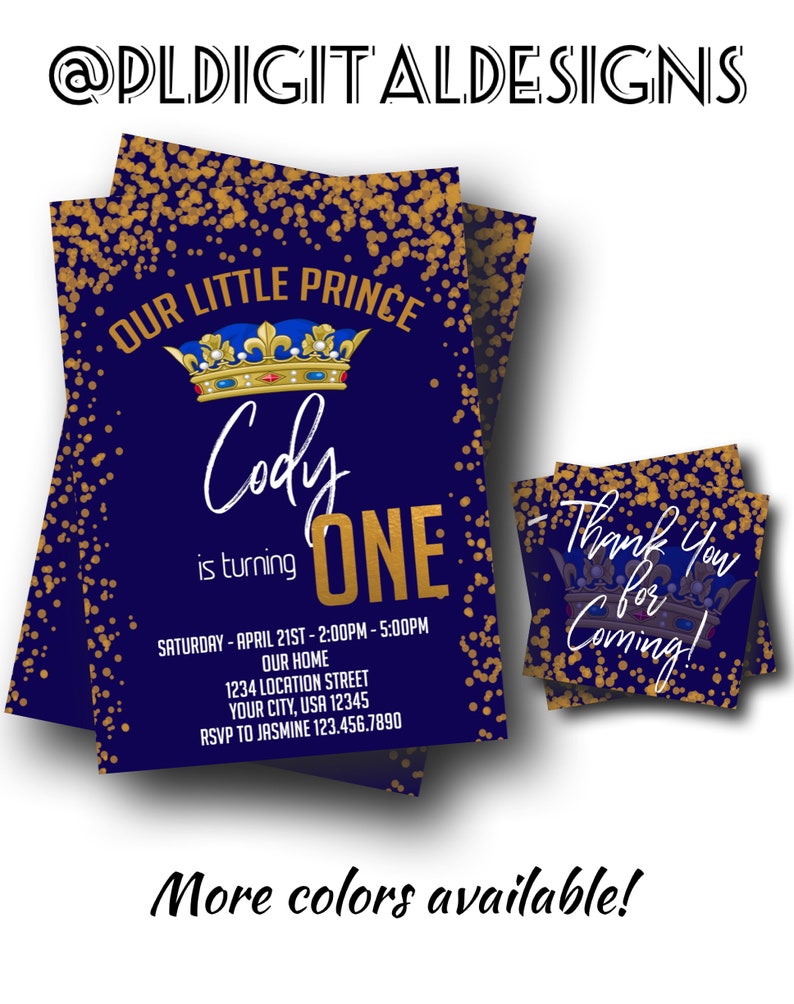 Our Little Prince 1st Birthday Invitation Our Little Prince Etsy