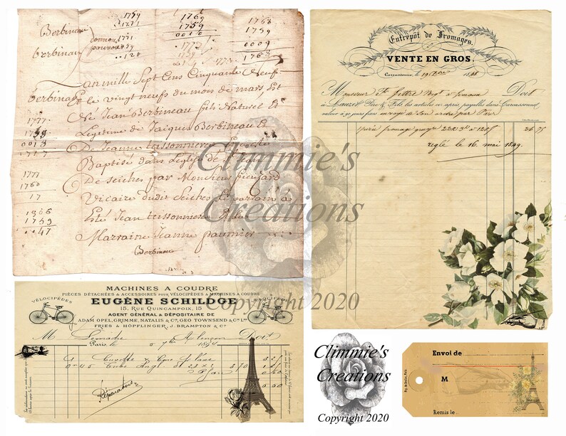 Vintage French Ephemera Digital Set 1 Etsy