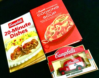 Campbell’s Soup Collectibles Lot: 2 Books 1st Editions & 100th Anniversary Truck Toy