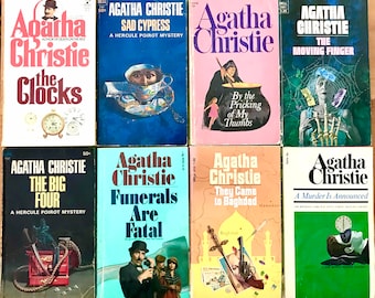 Agatha Christie Lot of 8 Noir Thriller Mystery Vintage Paperback Books Good Condition 1950-1960s