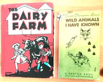 The Dairy Farm by Lillian Lamoreaux and Dorrie May Lee California Schools Board First Edition 1939  + Bonus: Wild Animals 1946 Lot of 2