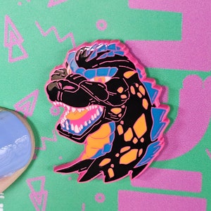 Black G/o/d/z/i/l/l/a - Glow in the Dark - Enamel Pin