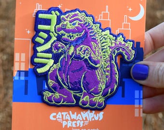 Titanic Irradiated Lizard Kaiju - Iron On Patch - Embroidered Patch