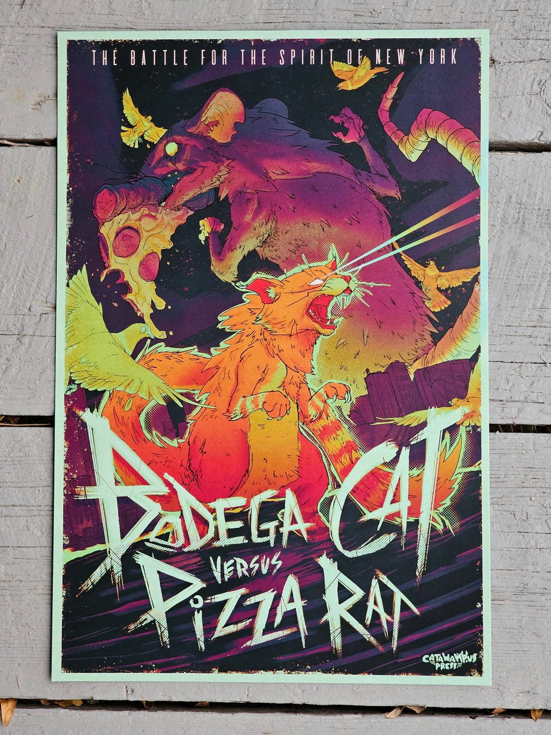 Bodega Cat Vs. Pizza Rat 12x18 Digital Art Print Etsy