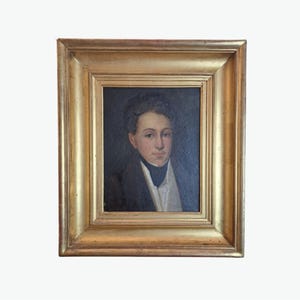 Antique Early 19th Century French Portrait | Gentleman in Gilt Frame | Restoration Era Oil Painting