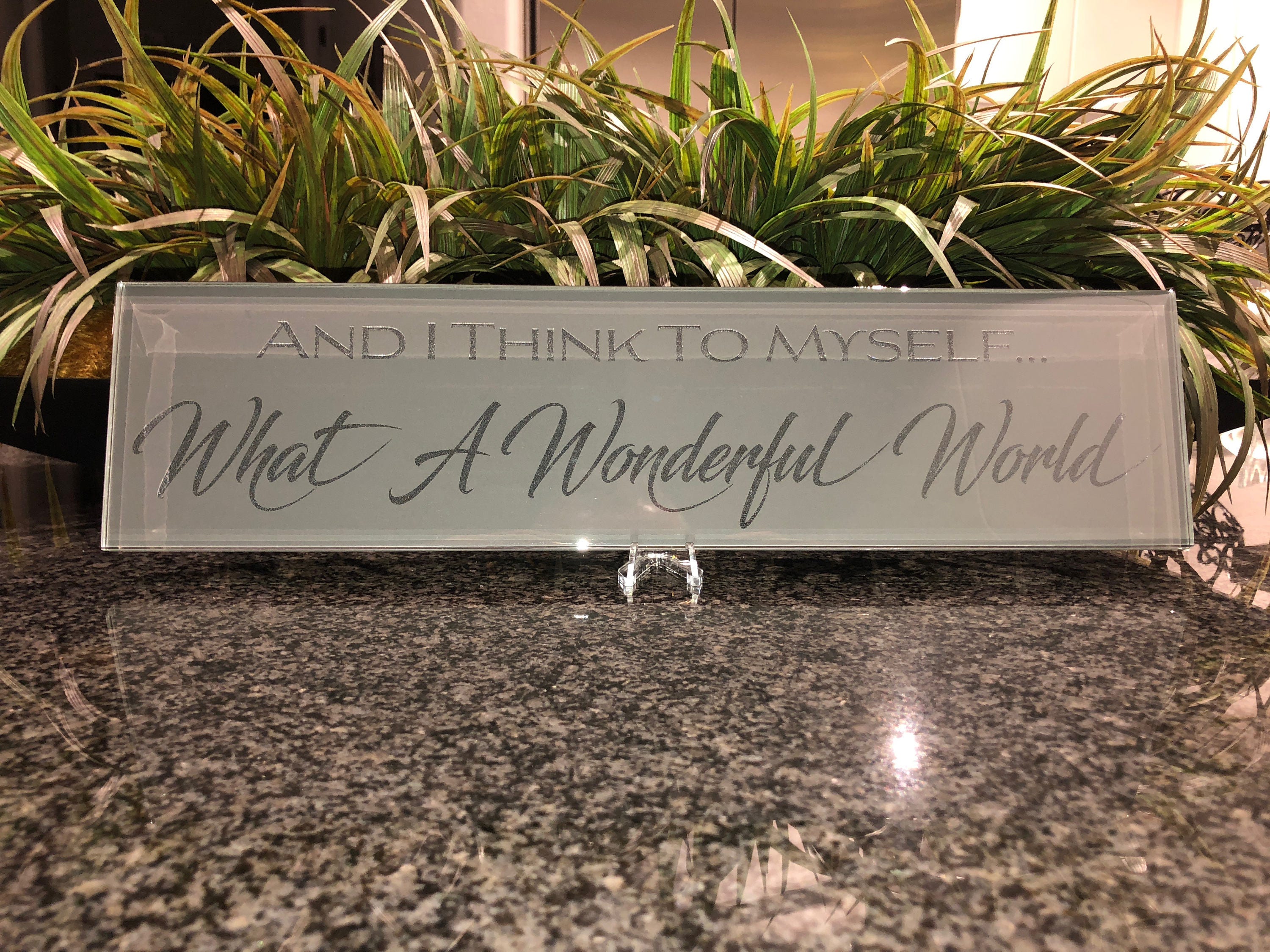 Glass Sign Medium Engraved and Painted And I Think Etsy