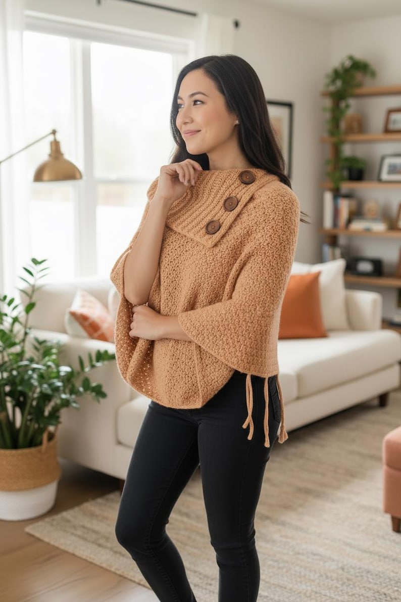 Sugar Maple Crochet Poncho Pattern PDF, Easy Beginner