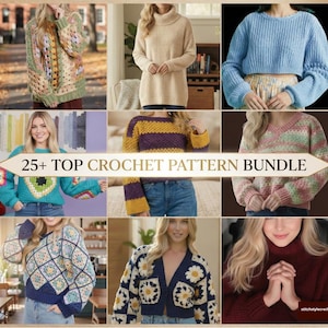 25+ Modern Crochet Sweater Patterns PDF | Instant Download Digital Pattern Bundle