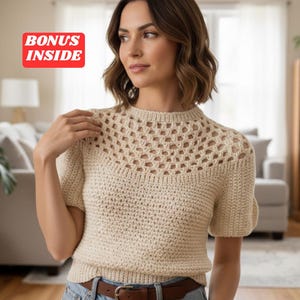 Lace Yoke Crochet Blouse Pattern With BONUS Gothic Mesh Shrug And Poncho – Elegant Digital PDF Design For DIY Handmade Fashion