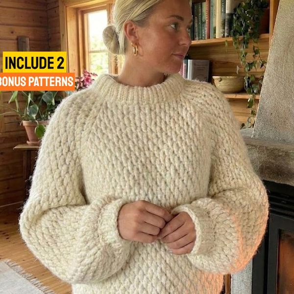 Chunky Crochet Sweater Pattern PDF | Fjord Sweater | Top Down No Sew | Alpine Stitch | Oversized Fit | US Terms | 8mm Hook