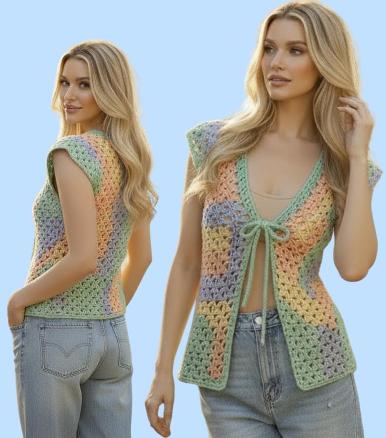 Striped Crochet Vest Pattern PDF – Beginner-friendly