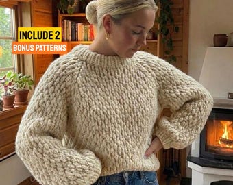 Chunky Crochet Sweater Pattern PDF | Fjord Sweater | Top Down No Sew | Alpine Stitch | Oversized Fit | US Terms | 8mm Hook