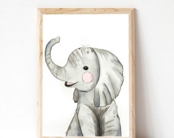 Watercolor Elephant Print