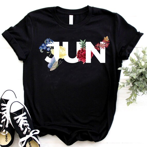 Custom 3 alphabet June Birthday Month Gift, Vintage Flower Design , Gift for Girlfriend, Gift for Child T shirt Hoodies Women Men Tank