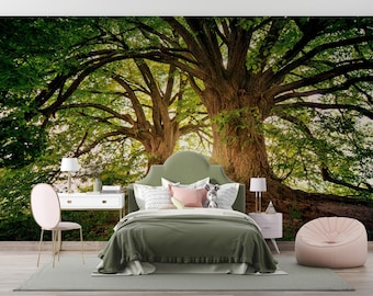 Large Trees wallpaper Wall Mural Peel and Stick,Self-adhesive  Forest Wall Decor Tree of Life Wallpaper, Woodland Wallpaper