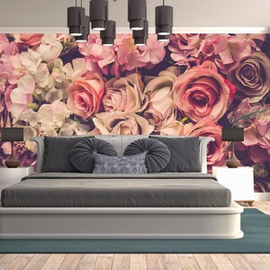 Beautiful bouquet flower Removable Wallpaper peony bouquet wall paper garden flower wallpaper art decor, Self adhesive, Wall Decal