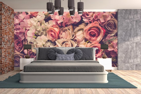 Beautiful Bouquet Flower Removable Wallpaper Peony Bouquet - Etsy
