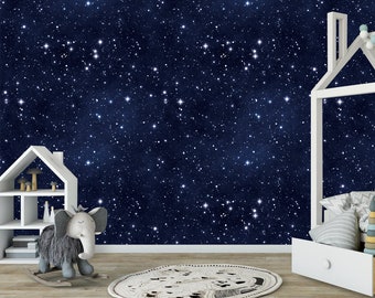 Papel tapiz de tela extraíble con constelaciones espaciales, papel tapiz autoadhesivo de tela para decoración de guardería, papel tapiz Art Deco