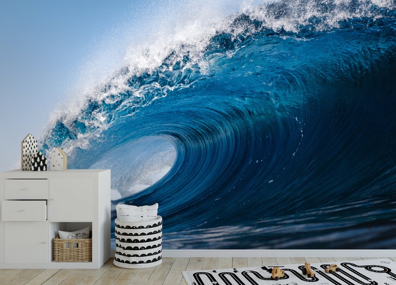 Buy Heavy Wave Breaking on a Beach in Spain Removable Fabric