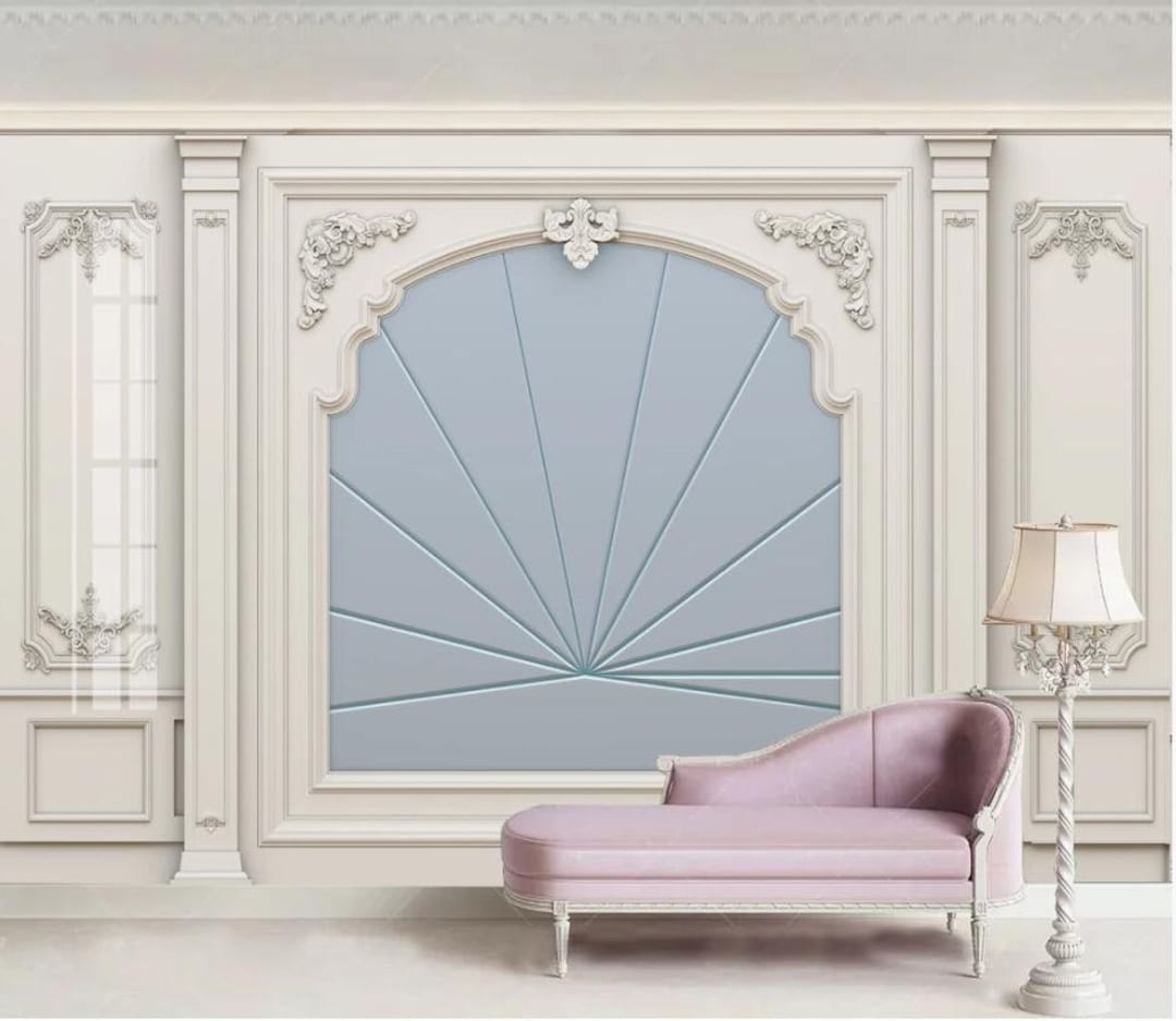 3D White Plaster Line Removable Fabric Wallpaper Peel and Stick Wall