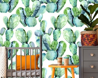 watercolor cactus Removable Wallpaper Peel & Stick Nursery Decor Self- Adhesive Wallpaper floral pattern background wallpaper