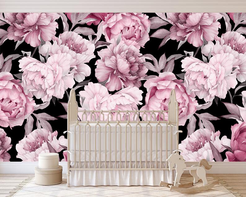 Removable Wallpaper Watercolor Floral Patternpeel and Stick Etsy