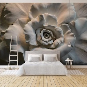 3D embossed effect rose Removable fabric wallpaper Peel and Stick wall Self- Adhesive Wallpaper 3D relief mural