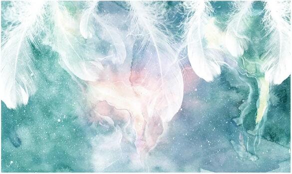 Abstract Feather Watercolor Ink Background Removable Wall | Etsy