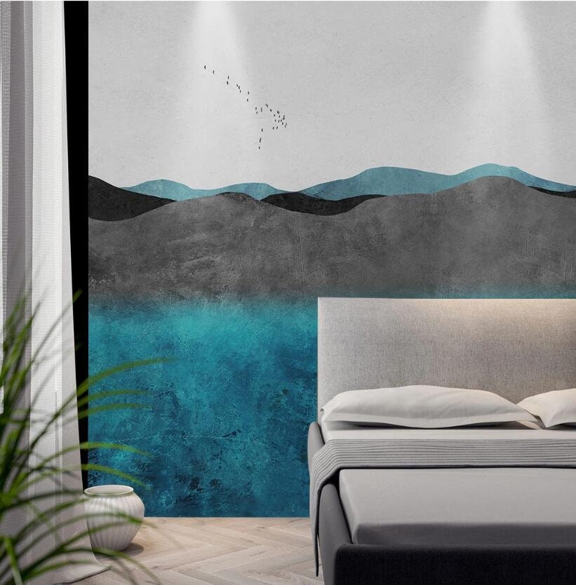 Hand Drawn Forest Removable Wall Fabric Wallpaper Watercolor - Etsy