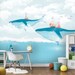 Hand Painted Watercolor Whale Removable Wall Fabric Wallpaper - Etsy