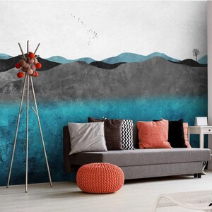Hand Drawn Forest Removable Wall Fabric Wallpaper Watercolor Landscape ...