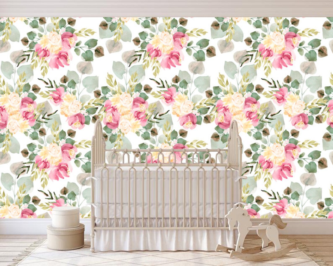Removable Wallpaper Floral Wallpaper Peel & Stick Nursery Decor Self ...