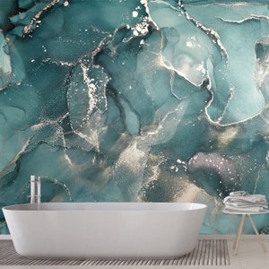 Alcohol ink Abstract modern removable fabric Wallpaper,peel and stick，Self Adhesive ,  Abstract multicolored marble Wall Mural