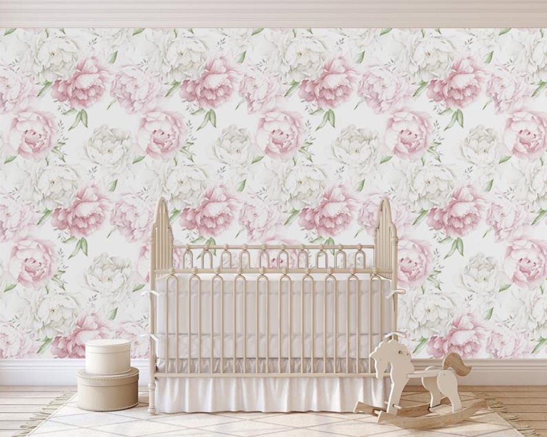 Watercolor Peony Flower Peel and Stick Removable Wallpaper Floral Self ...