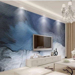 Simple and fresh dynamic linesremovable fabric wallpaper Peel and Stick wall Abstract painting mural Self- Adhesive Wallpaper
