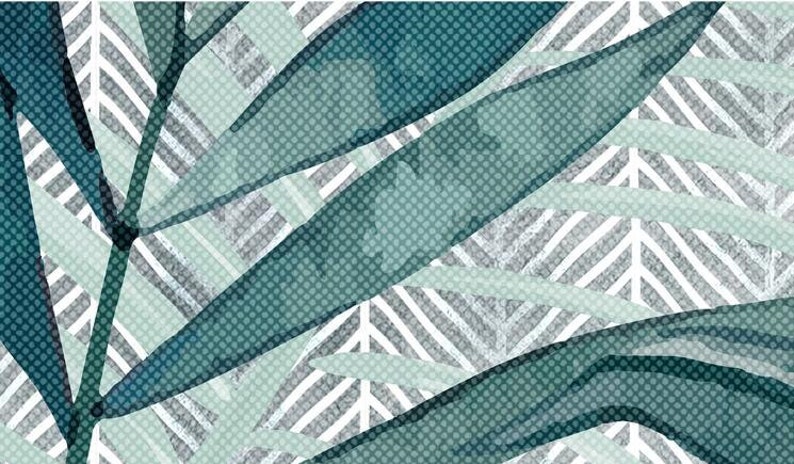 Hand drawn tropical plants leaves Removable wall fabric | Etsy