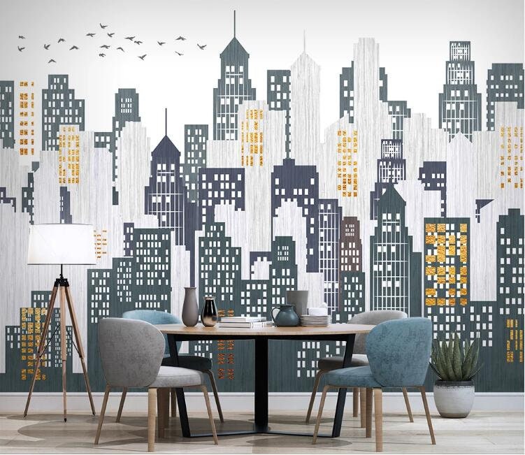 Modern Minimalist Urban Geometric Removable Wall Fabric - Etsy