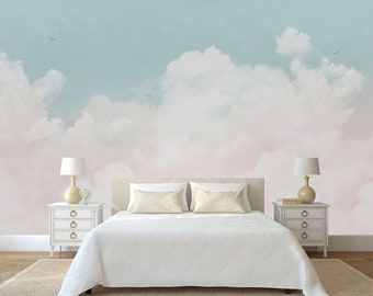 Sky blue Cloud with a pastel colour Wallpaper Clouds Wall Mural Wall Decor for Living Room Bedroom Dinning Room