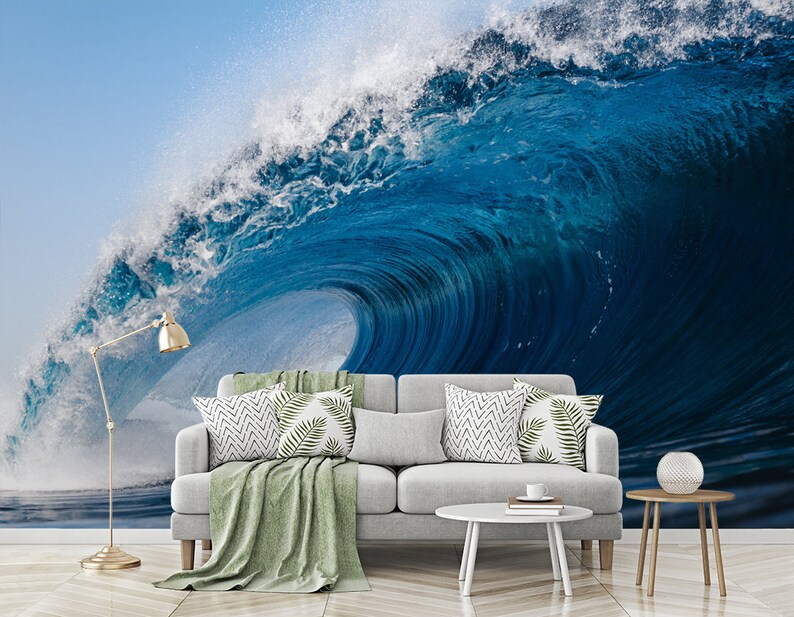 Buy Heavy Wave Breaking on a Beach in Spain Removable Fabric