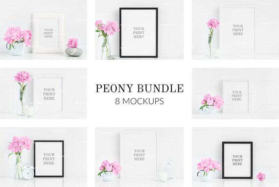 Print Mockup Bundle Peony Frame Mockup Styled Stock Print Mockup Bundle Peony Frame Mockup Styled Stock