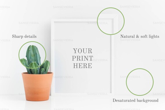 Print Mockup 8x10 16x20 4:5 Ratio Succulents Frame