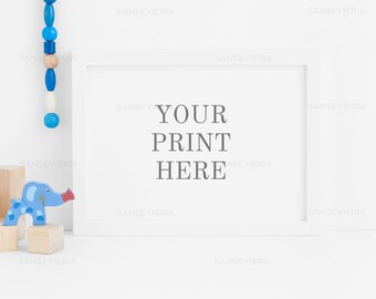 Download Free Nursery print mockup A6 A5 A4 A3 - horizontal frame mockup, kids room, styled stock photography - jpg,psd,png,afphoto PSD Template