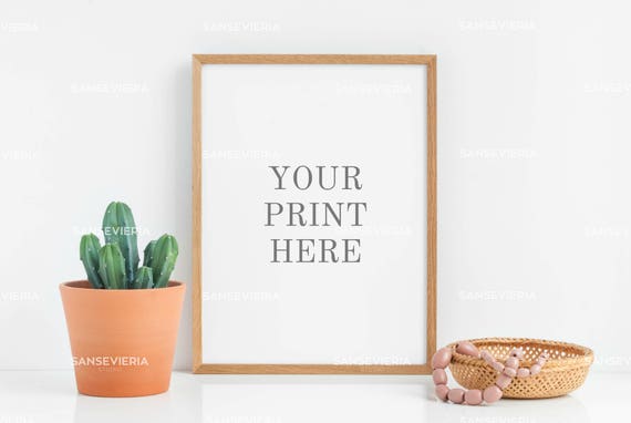 Print Mockup 12x16 30x40 3:4 Ratio Wood Succulent