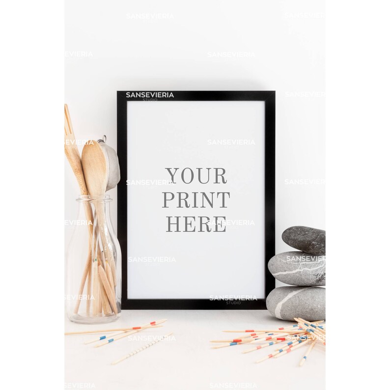 Download A3 A4 A5 Print mock up kitchen black frame mockup styled ...