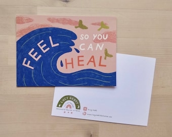 Self Care Postcard | Illustrated Postcard | Positive Affirmation | Mental Health | Mindful Mini Print | With Envelope