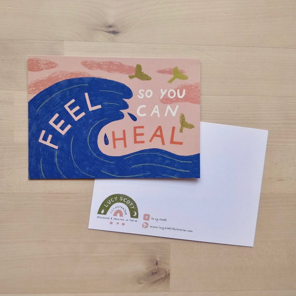 Self Care Postcard | Illustrated Postcard | Positive Affirmation | Mental Health | Mindful Mini Print | With Envelope