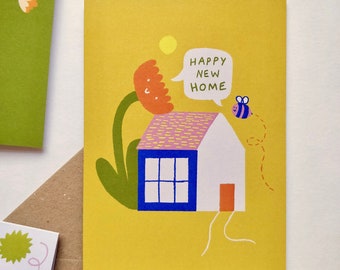 New Home Card | Happy New Home | Illustrated Greetings Card | A6 Greetings Card | Moving House Card