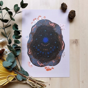 Occupy the Emptiness Print | A5 A4 A3 | Mindful Artwork | Mental Health Illustration | Self Care Reminder