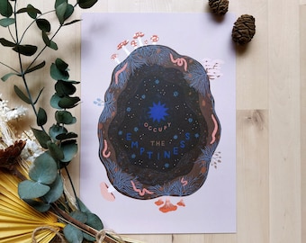 Occupy the Emptiness Print | A5 A4 A3 | Mindful Artwork | Mental Health Illustration | Self Care Reminder